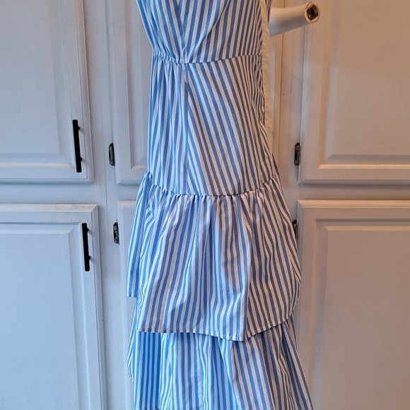 Vestique Blue and White Striped Collared Button Up Maxi Dress - Picture 5 of 10